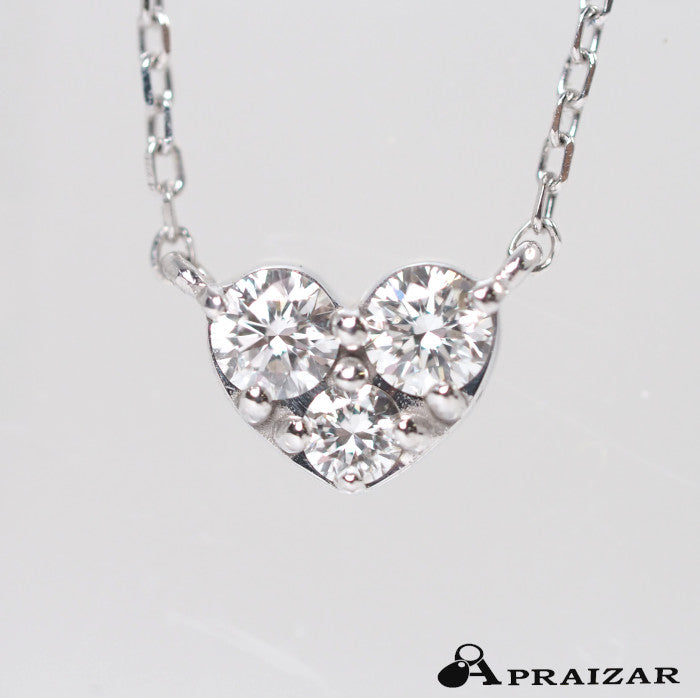 Ponte Vecchio ポンテヴェキオ K18WG/YG ダイヤ0.15ct ハート ネックレス 正規保証書付　