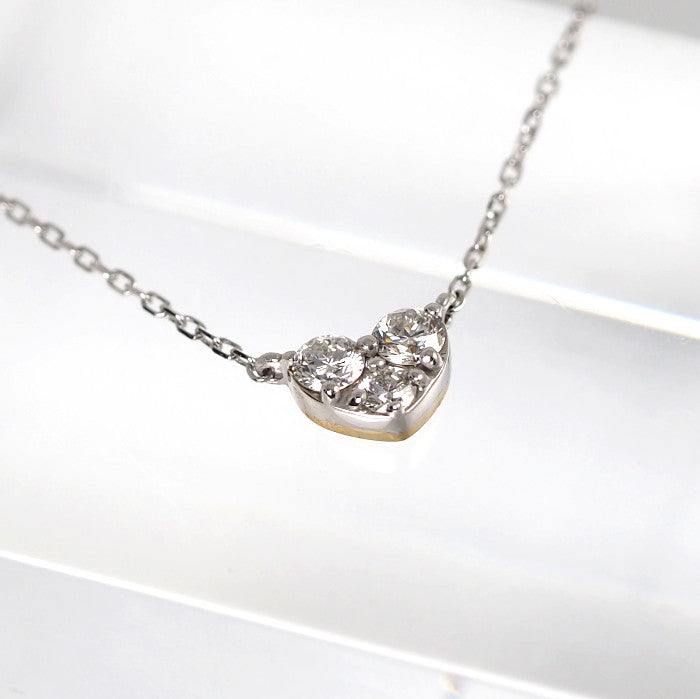 Ponte Vecchio ポンテヴェキオ K18WG/YG ダイヤ0.15ct ハート ネックレス 正規保証書付　