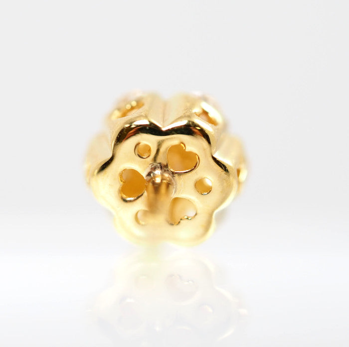 Ponte Vecchio ポンテヴェキオ K18イエローゴールド ダイヤ 0.11ct フラワー 花 片耳用 ピアス K18キャッチ社外品　