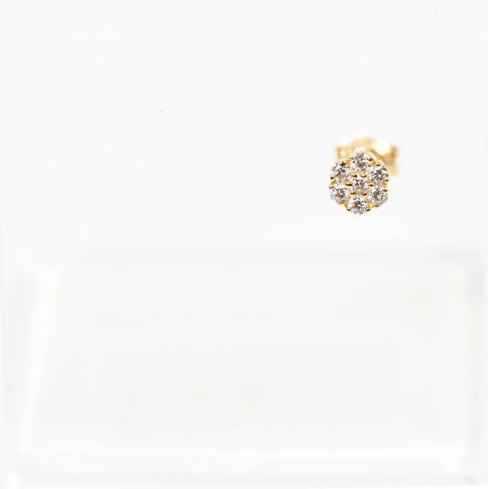 Ponte Vecchio ポンテヴェキオ K18イエローゴールド ダイヤ 0.11ct フラワー 花 片耳用 ピアス K18キャッチ社外品　