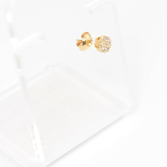 Ponte Vecchio ポンテヴェキオ K18イエローゴールド ダイヤ 0.11ct フラワー 花 片耳用 ピアス K18キャッチ社外品　