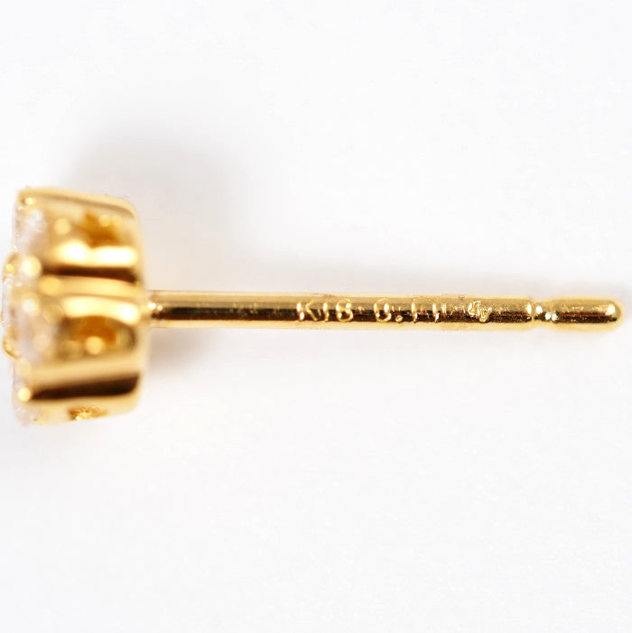 Ponte Vecchio ポンテヴェキオ K18イエローゴールド ダイヤ 0.11ct フラワー 花 片耳用 ピアス K18キャッチ社外品　