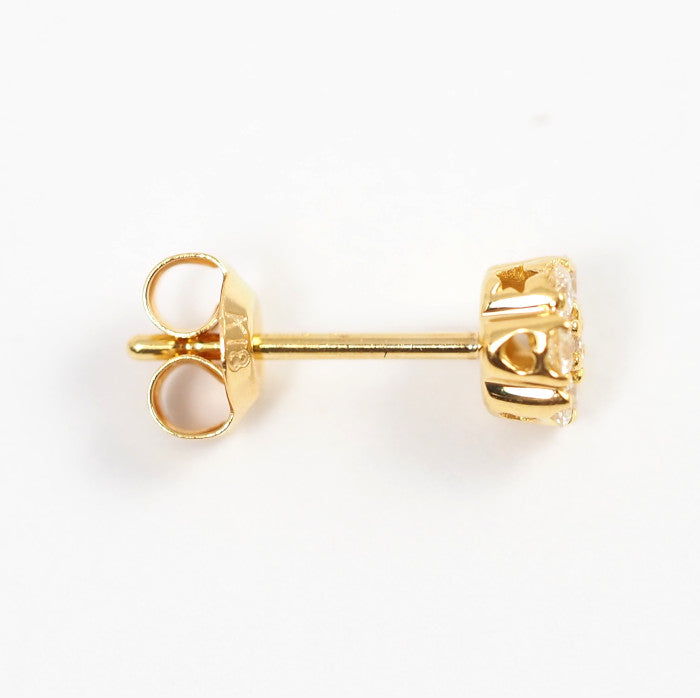 Ponte Vecchio ポンテヴェキオ K18イエローゴールド ダイヤ 0.11ct フラワー 花 片耳用 ピアス K18キャッチ社外品　