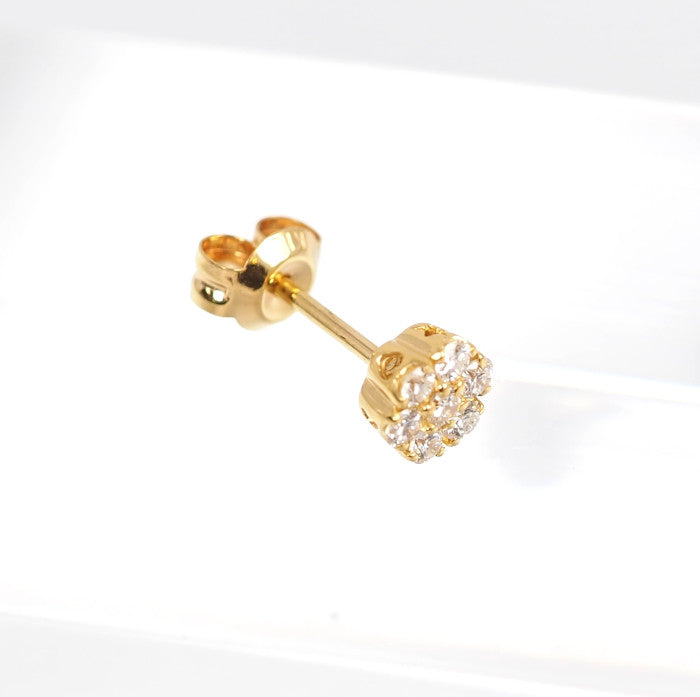 Ponte Vecchio ポンテヴェキオ K18イエローゴールド ダイヤ 0.11ct フラワー 花 片耳用 ピアス K18キャッチ社外品　