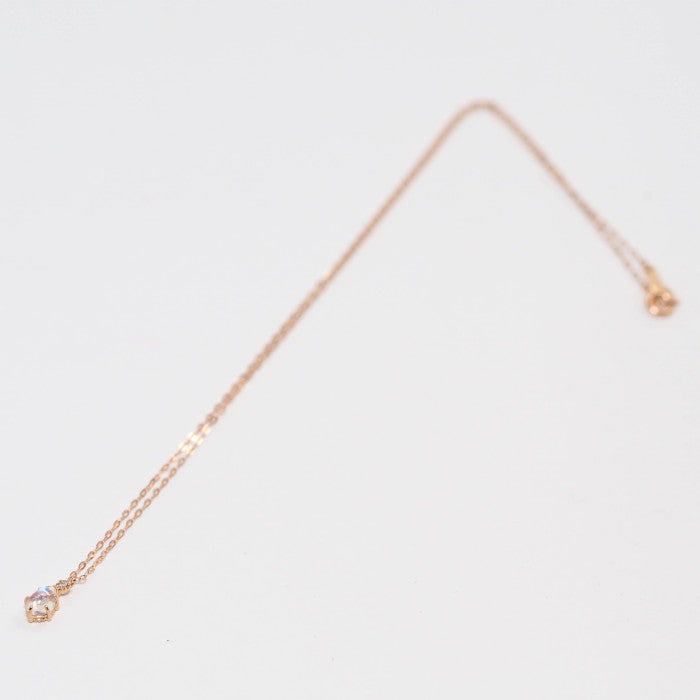 4℃ K10ピンクゴールド ムーンストーン ダイヤ ネックレス