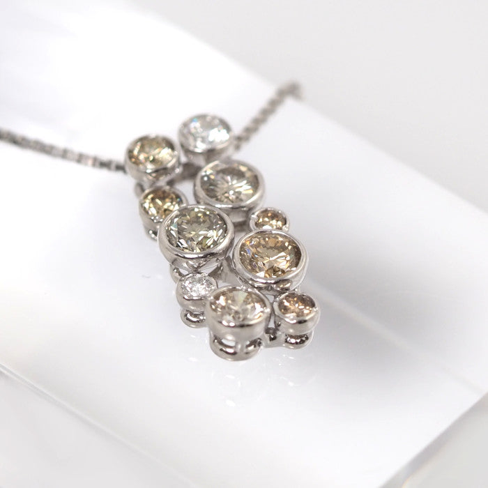 KASHIKEY カシケイ Pt900/850 ブラウンダイヤモンド/ダイヤ 1.02ct/0.12ct ネックレス