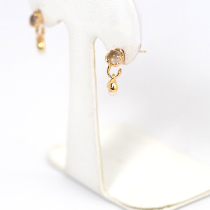 4℃ K18イエローゴールド パール ムーンストーン ピアス