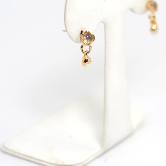 4℃ K18イエローゴールド パール ムーンストーン ピアス