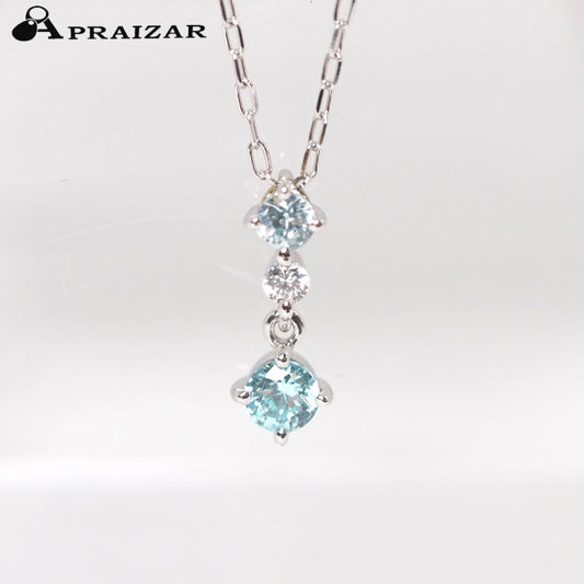 4℃ K10ホワイトゴールド アクアマリン クリアストーン ネックレス