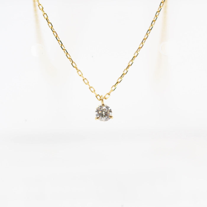 agete K18 Yellow Gold 0.05ct Diamond Solitaire Necklace