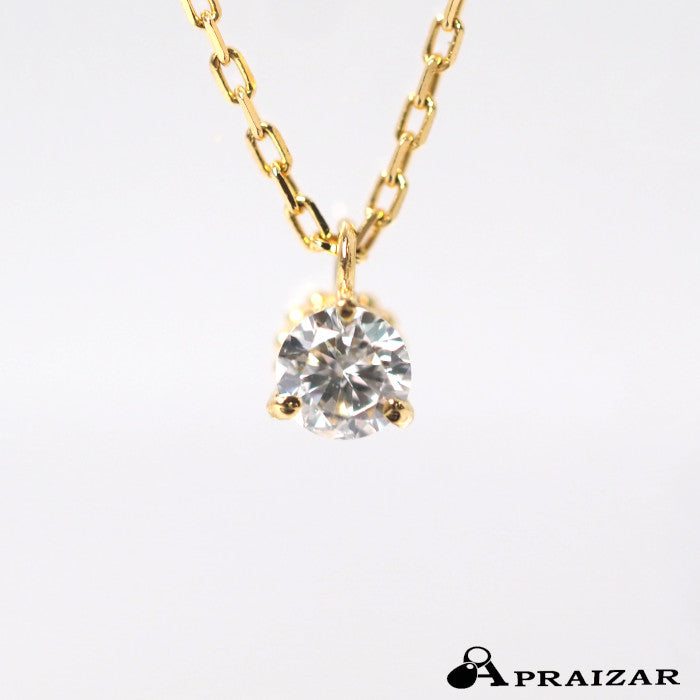 agete K18 Yellow Gold 0.05ct Diamond Solitaire Necklace