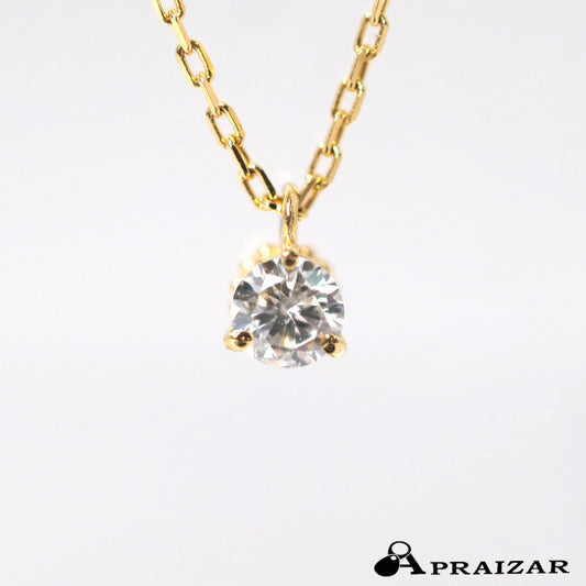 agete K18 Yellow Gold 0.05ct Diamond Solitaire Necklace