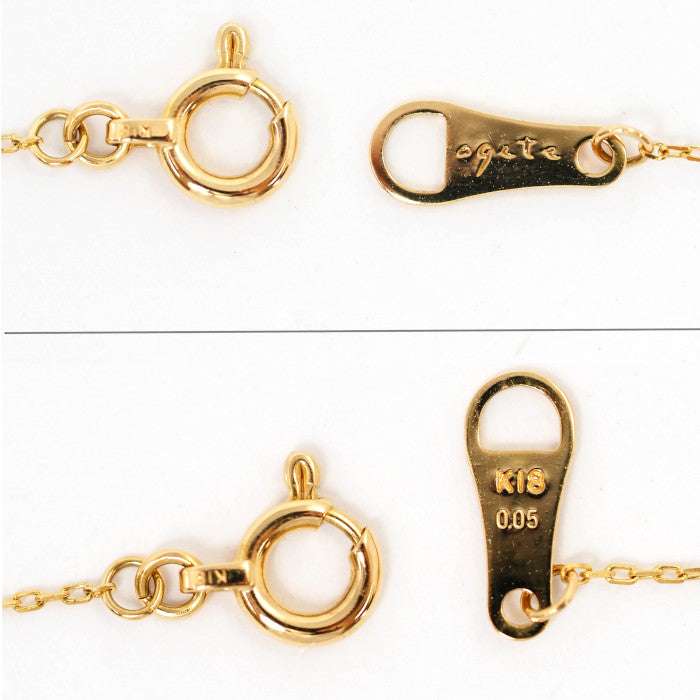 agete K18 Yellow Gold 0.05ct Diamond Solitaire Necklace