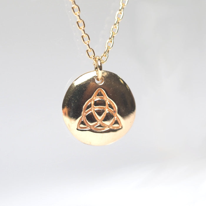 agete K10 Yellow Gold 0.08ct Diamond Circle Plate Necklace