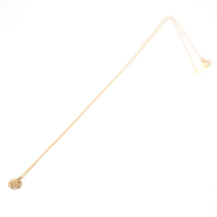 agete K10 Yellow Gold 0.08ct Diamond Circle Plate Necklace