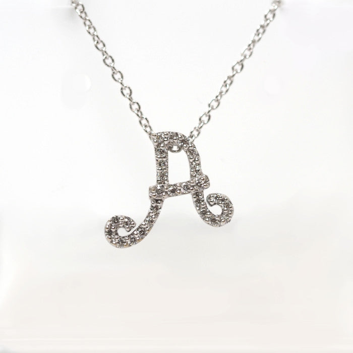 Ponte Vecchio ポンテヴェキオ K18ホワイトゴールド ダイヤ0.12ct イニシャル A ネックレス