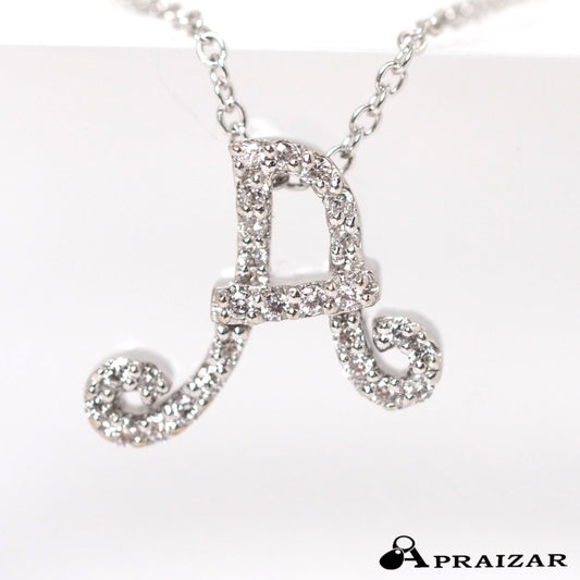 Ponte Vecchio ポンテヴェキオ K18ホワイトゴールド ダイヤ0.12ct イニシャル A ネックレス