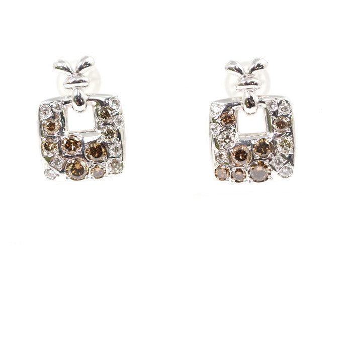 KASHIKEY Melange Brown Diamond 0.7ct K18 White Gold Earrings