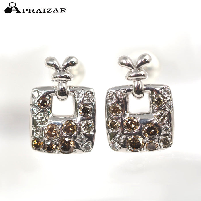 KASHIKEY Melange Brown Diamond 0.7ct K18 White Gold Earrings