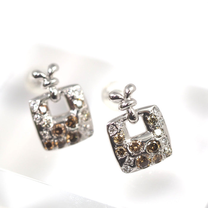 KASHIKEY Melange Brown Diamond 0.7ct K18 White Gold Earrings
