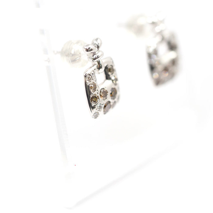 KASHIKEY Melange Brown Diamond 0.7ct K18 White Gold Earrings