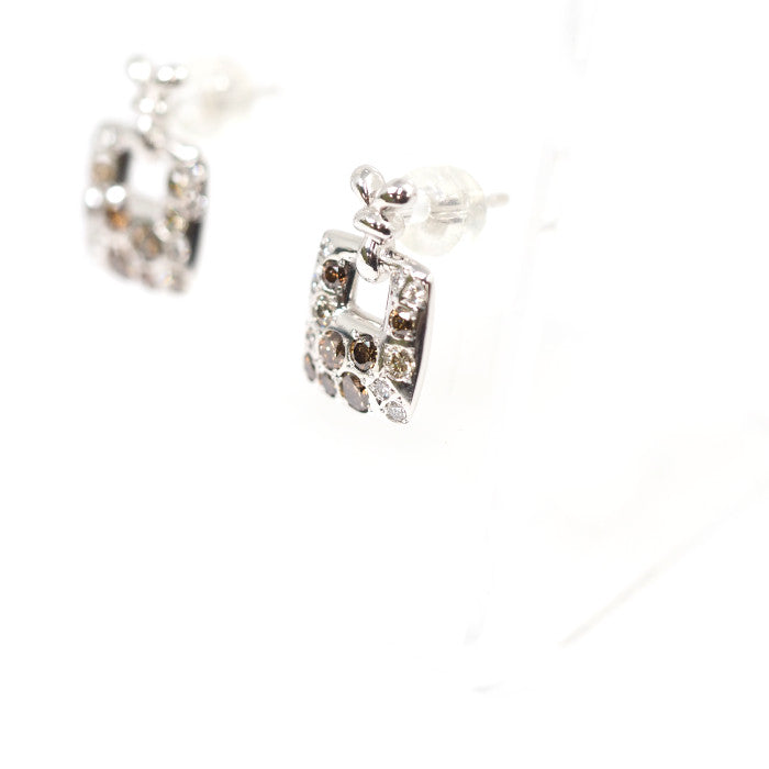 KASHIKEY Melange Brown Diamond 0.7ct K18 White Gold Earrings