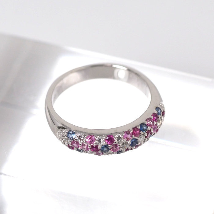 Ponte Vecchio ポンテヴェキオ エテルノ ピッコリーニ 750 K18ホワイトゴールド サファイア0.37ct ダイヤ0.11ct パヴェ リング 6号