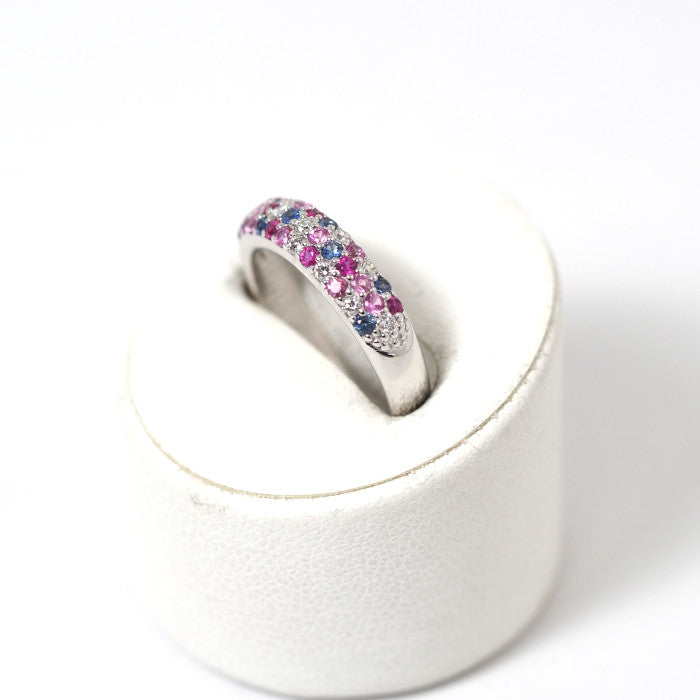 Ponte Vecchio ポンテヴェキオ エテルノ ピッコリーニ 750 K18ホワイトゴールド サファイア0.37ct ダイヤ0.11ct パヴェ リング 6号