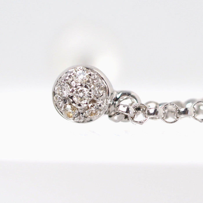 Ponte Vecchio ポンテヴェキオ K18WG ダイヤ0.05ct ダブル クロス チェーン 片耳用ピアス キャッチ社外品