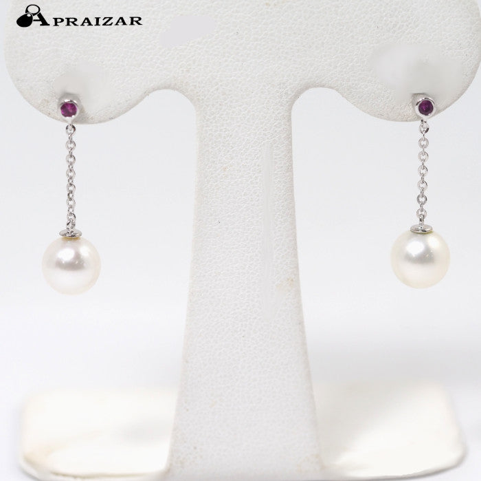 STAR JEWELRY スタージュエリー 18Kホワイトゴールド パール カラーストーン チェーン ピアス