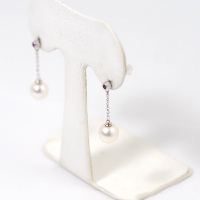 STAR JEWELRY スタージュエリー 18Kホワイトゴールド パール カラーストーン チェーン ピアス