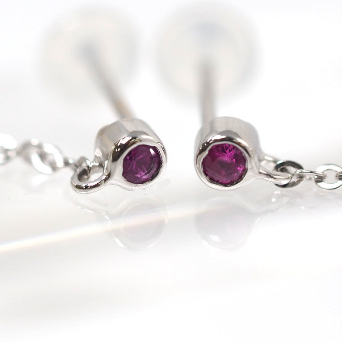 STAR JEWELRY スタージュエリー 18Kホワイトゴールド パール カラーストーン チェーン ピアス
