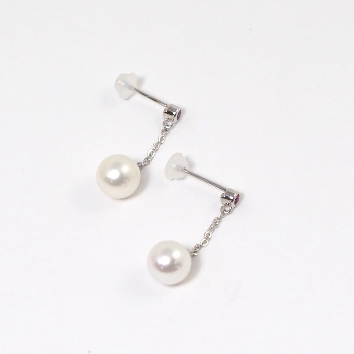 STAR JEWELRY スタージュエリー 18Kホワイトゴールド パール カラーストーン チェーン ピアス