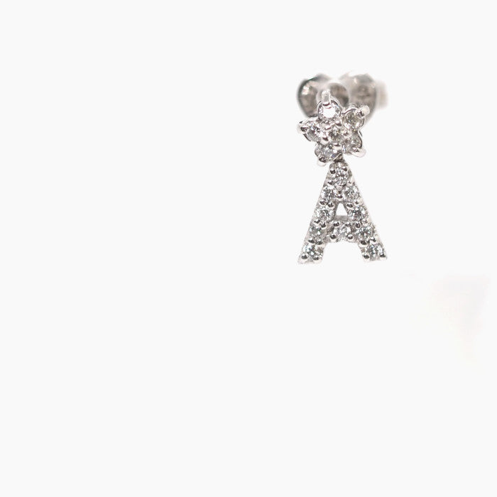 Ponte Vecchio ポンテヴェキオ K18ホワイトゴールド ダイヤ 0.11ct イニシャル A 片耳用 ピアス