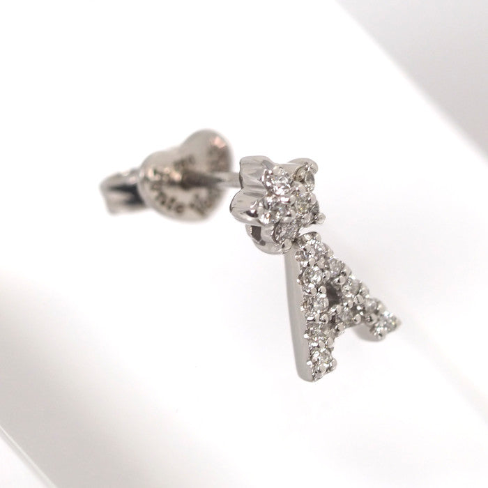 Ponte Vecchio ポンテヴェキオ K18ホワイトゴールド ダイヤ 0.11ct イニシャル A 片耳用 ピアス