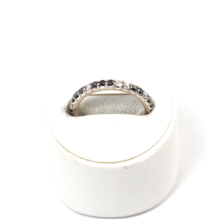 Ponte Vecchio ポンテヴェキオ K18ホワイトゴールド ブラックダイヤ/ダイヤ0.35ct ハーフエタニティ リング 7号