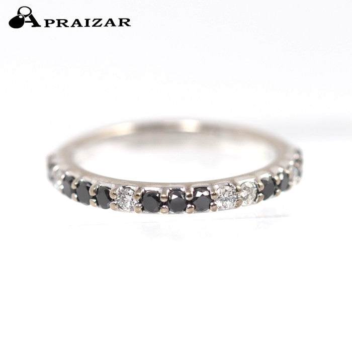 Ponte Vecchio ポンテヴェキオ K18ホワイトゴールド ブラックダイヤ/ダイヤ0.35ct ハーフエタニティ リング 7号
