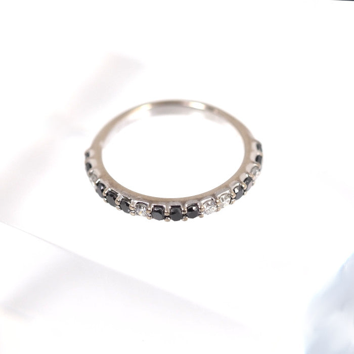 Ponte Vecchio ポンテヴェキオ K18ホワイトゴールド ブラックダイヤ/ダイヤ0.35ct ハーフエタニティ リング 7号