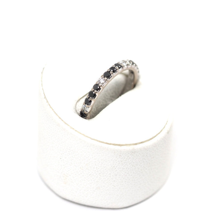 Ponte Vecchio ポンテヴェキオ K18ホワイトゴールド ブラックダイヤ/ダイヤ0.35ct ハーフエタニティ リング 7号
