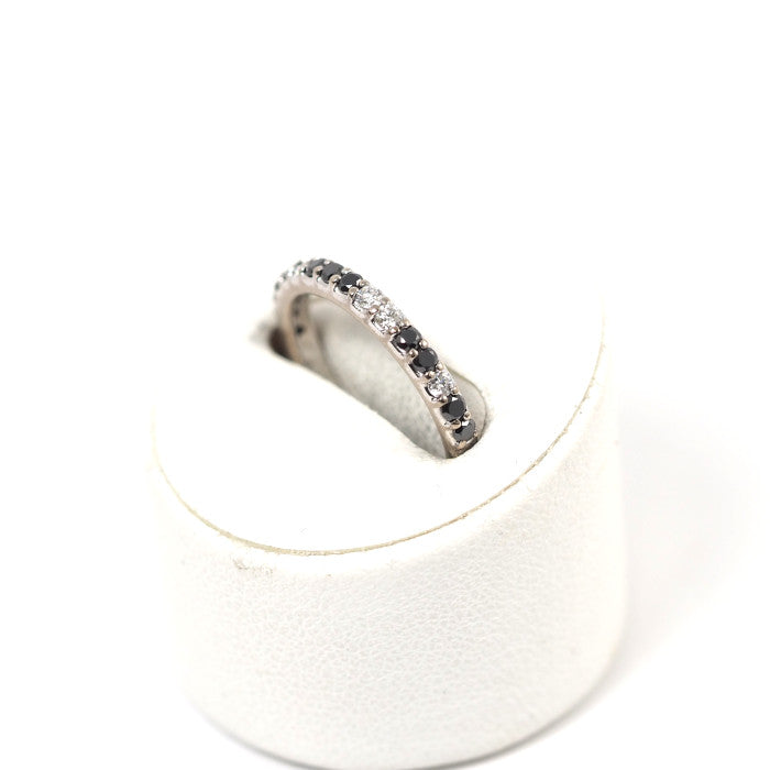 Ponte Vecchio ポンテヴェキオ K18ホワイトゴールド ブラックダイヤ/ダイヤ0.35ct ハーフエタニティ リング 7号