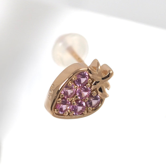 Ponte Vecchio ポンテヴェキオ K18ピンクゴールド ピンクサファイア 0.25ct 苺 イチゴ ストロベリー 片耳用 ピアス