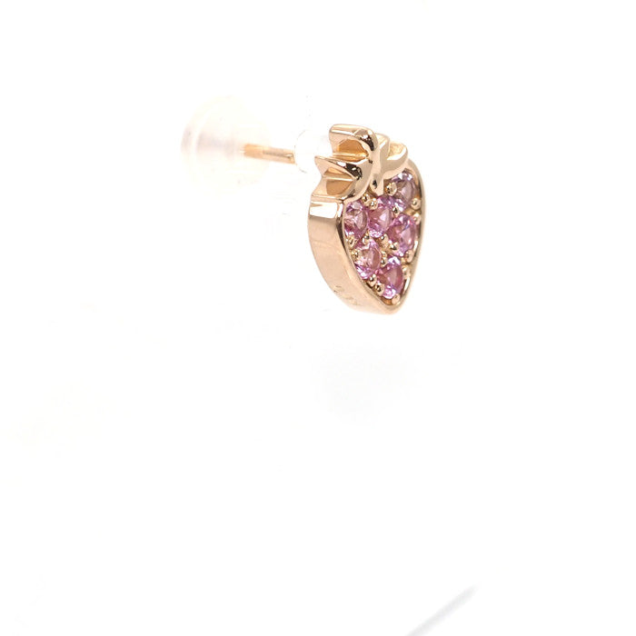 Ponte Vecchio ポンテヴェキオ K18ピンクゴールド ピンクサファイア 0.25ct 苺 イチゴ ストロベリー 片耳用 ピアス