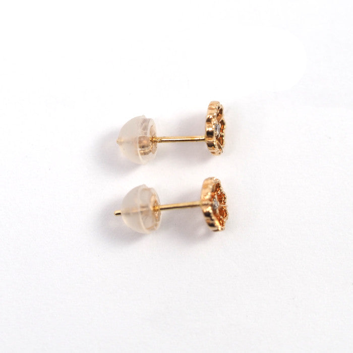 agete アガット K10ピンクゴールド ダイヤ 0.01ct フラワー 花 ピアス