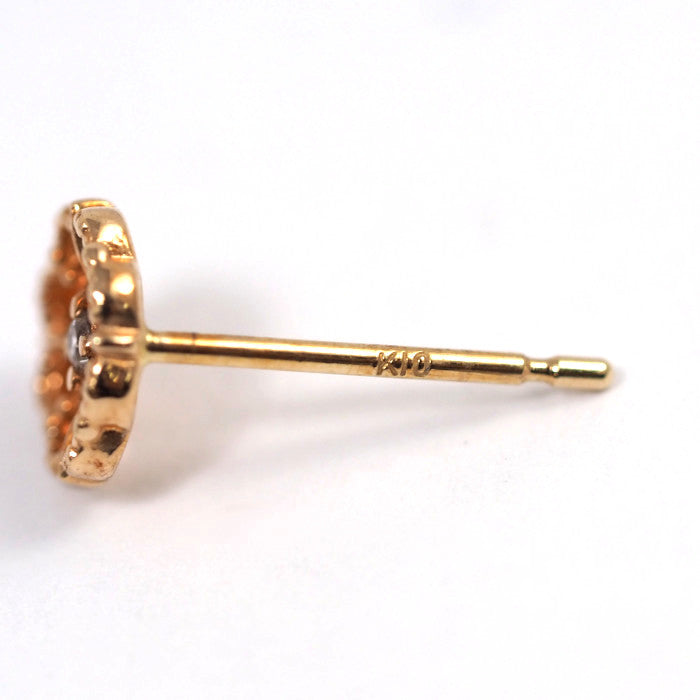 agete アガット K10ピンクゴールド ダイヤ 0.01ct フラワー 花 ピアス