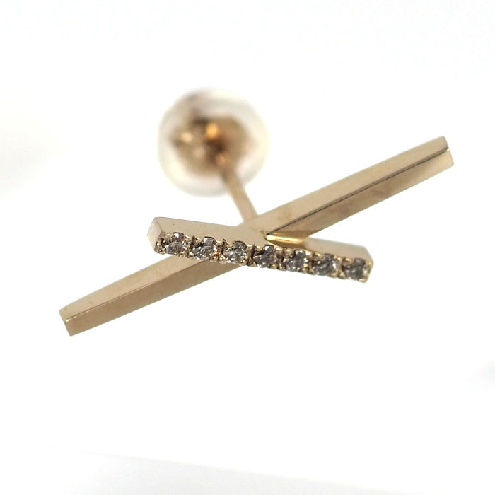 KASHIKEY カシケイ シック トゥーラインズ 片耳用 ピアス K18ブラウンゴールド ブラウンダイヤモンド 約0.04ct クロス