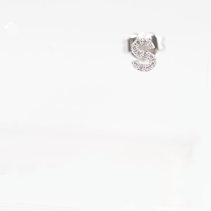 STAR JEWELRY スタージュエリー K18ホワイトゴールド ダイヤ0.02ct イニシャル S 片耳用 ピアス