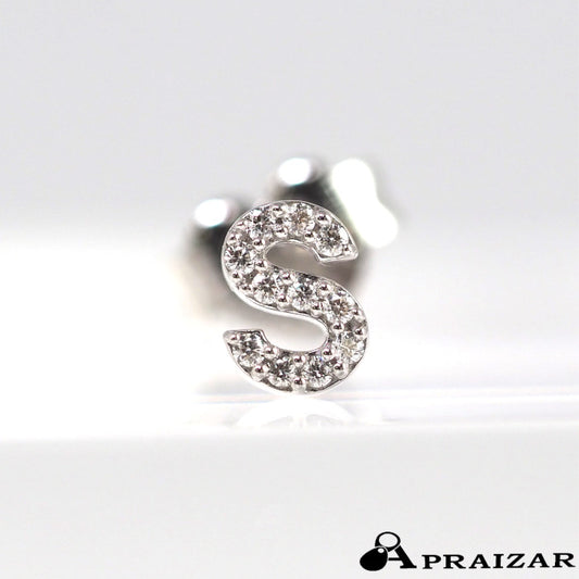 STAR JEWELRY スタージュエリー K18ホワイトゴールド ダイヤ0.02ct イニシャル S 片耳用 ピアス