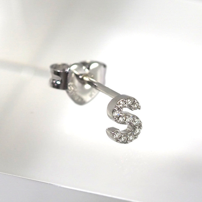 STAR JEWELRY スタージュエリー K18ホワイトゴールド ダイヤ0.02ct イニシャル S 片耳用 ピアス