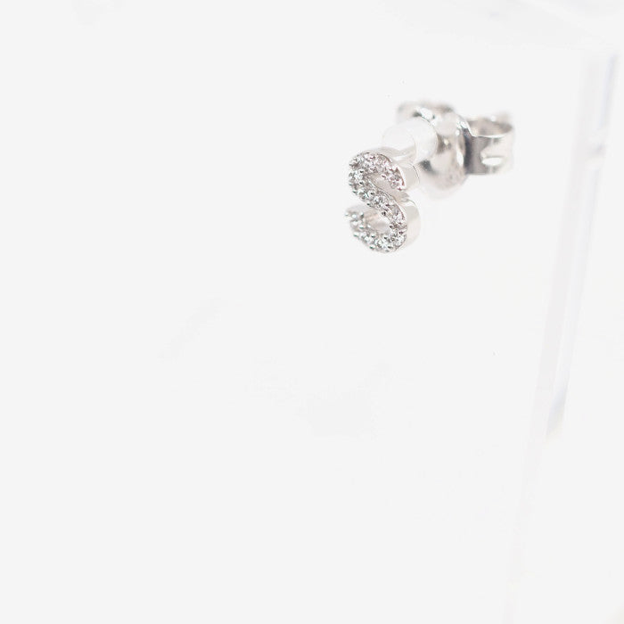STAR JEWELRY スタージュエリー K18ホワイトゴールド ダイヤ0.02ct イニシャル S 片耳用 ピアス