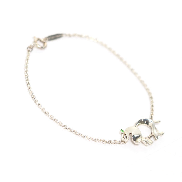Tiffany & Co. 蒂芙尼 Save the Wild 缎带大象手链 SV925 纯银 沙弗莱石 大象
